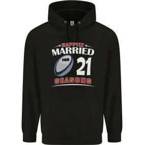 21 Year Wedding Anniversary 21st Rugby Mens 80% Cotton Hoodie