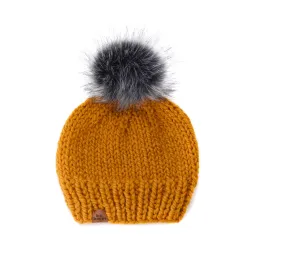 0-3 month Baby Solid Knit Pom Hat | Butterscotch