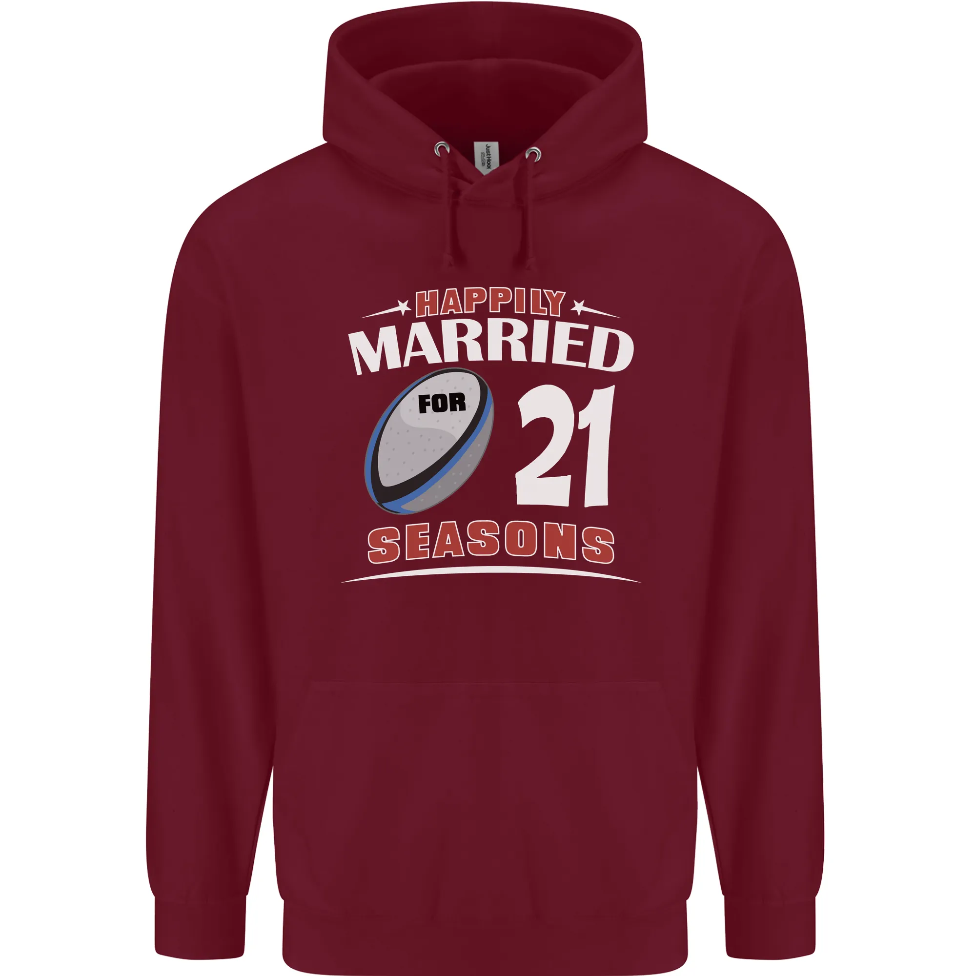 21 Year Wedding Anniversary 21st Rugby Mens 80% Cotton Hoodie