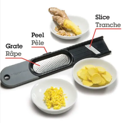 3-In-1 Ginger Grater Tool - Black & Grey