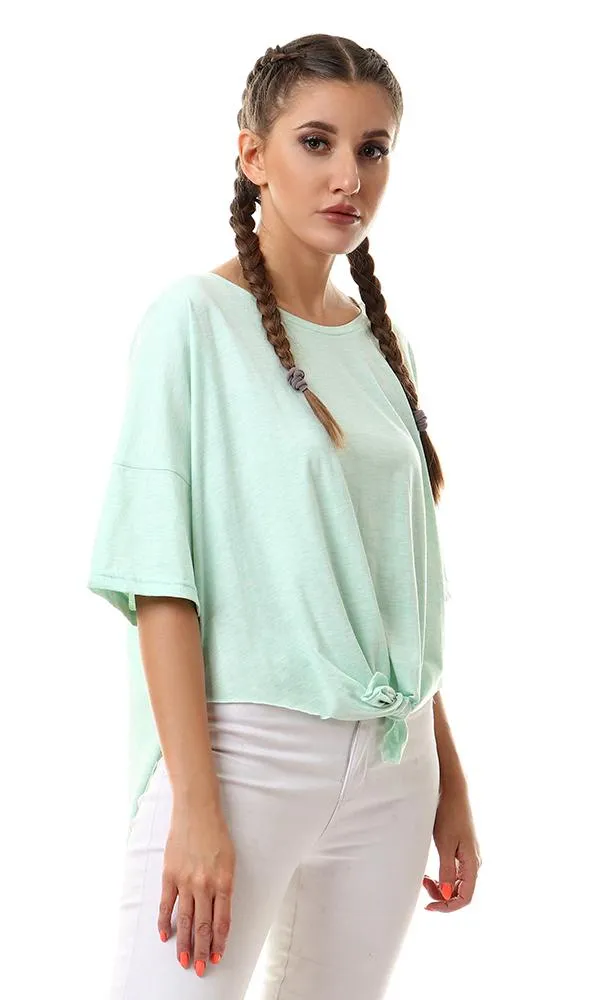 56992 Loose Front Tie Heather Light Green Tee