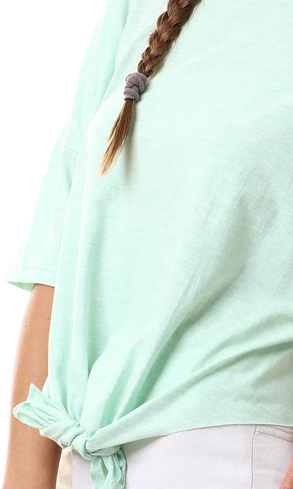 56992 Loose Front Tie Heather Light Green Tee