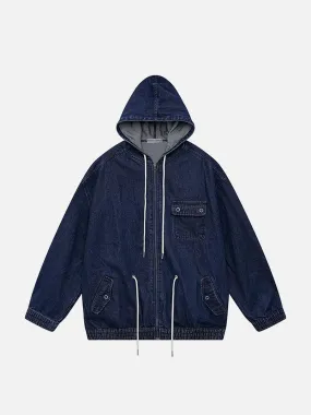 Aelfric Eden Denim Drawstring Zip Up Hoodie