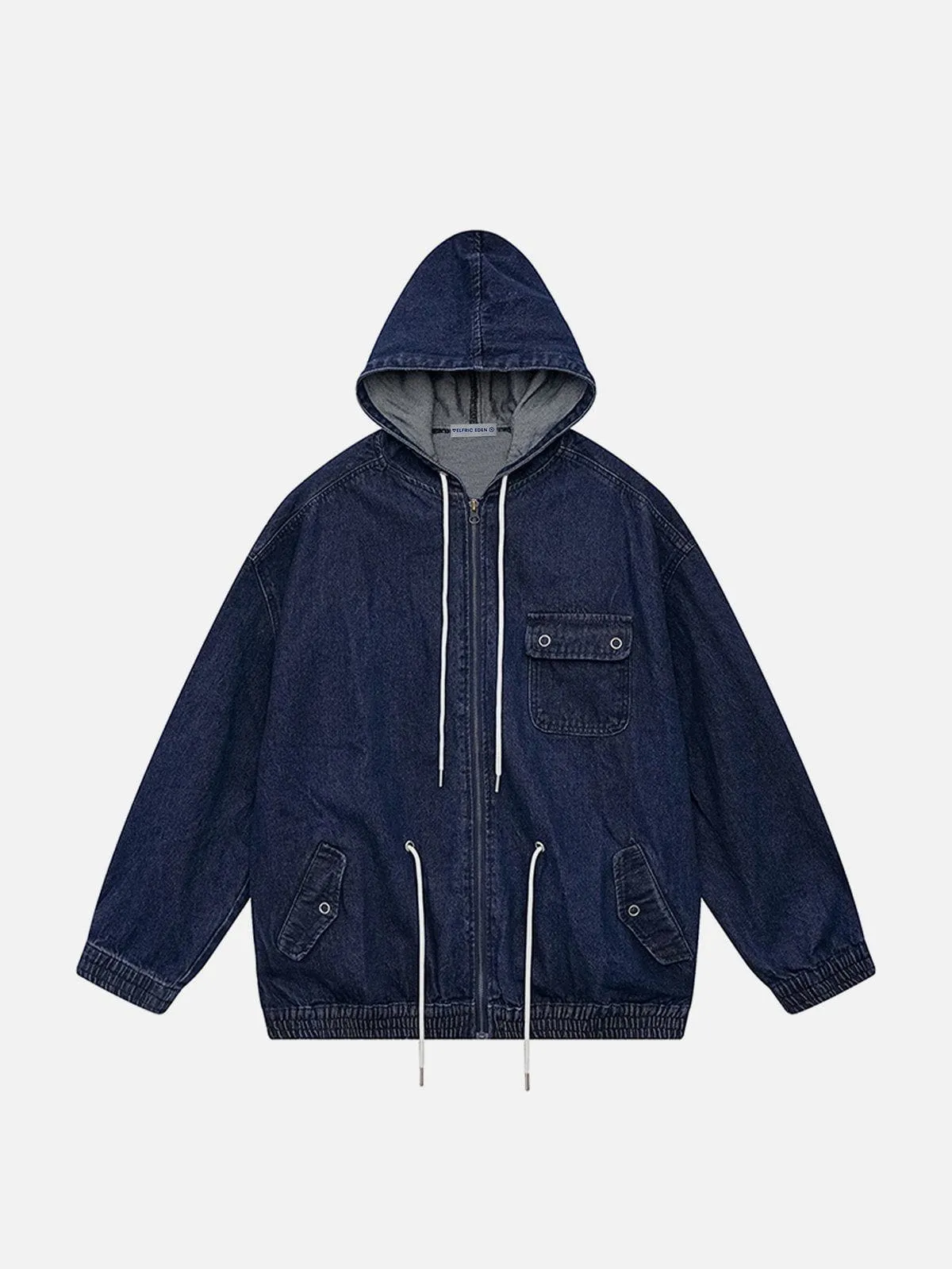 Aelfric Eden Denim Drawstring Zip Up Hoodie