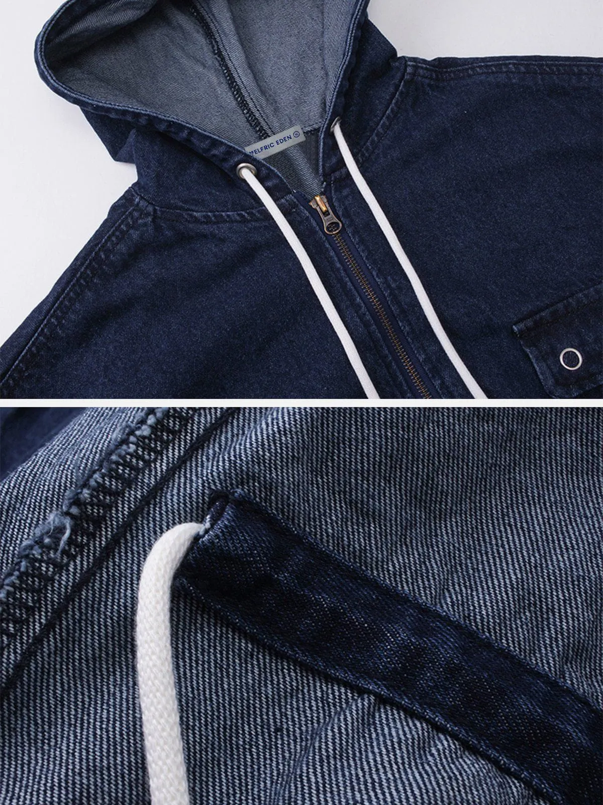 Aelfric Eden Denim Drawstring Zip Up Hoodie