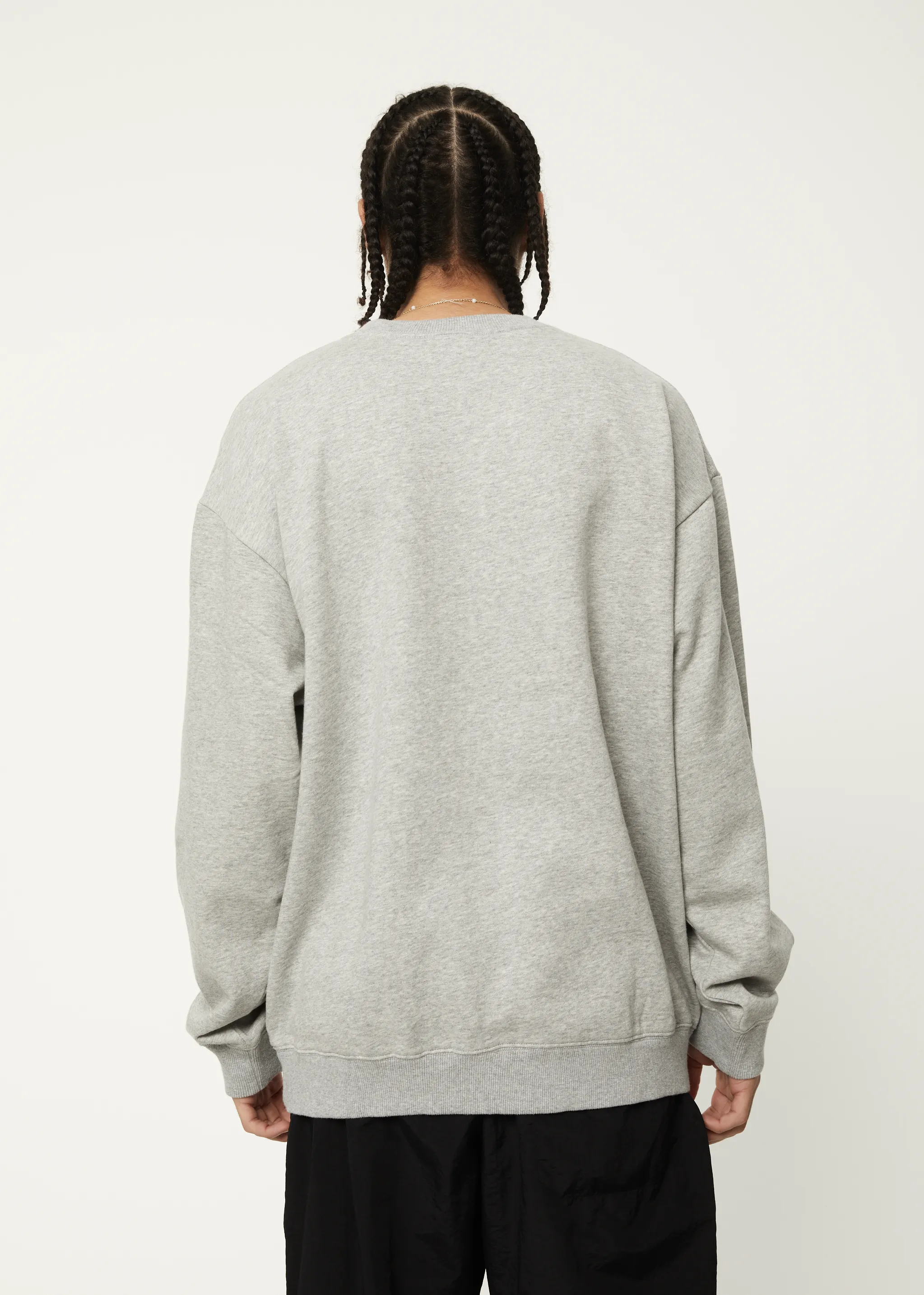 AFENDS Mens Return To Earth - Crew Neck Jumper - Shadow Grey Marle