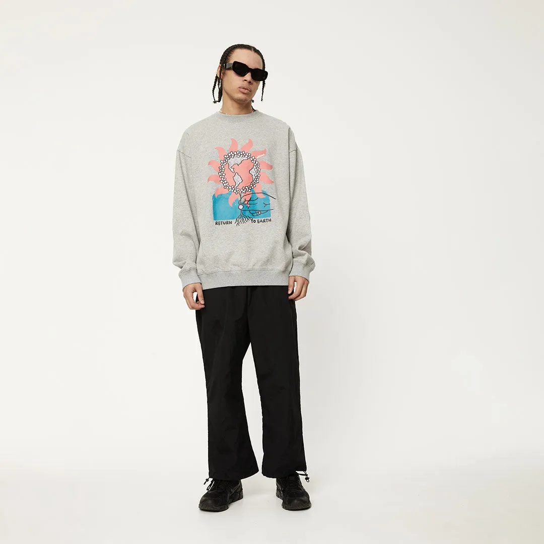 AFENDS Mens Return To Earth - Crew Neck Jumper - Shadow Grey Marle