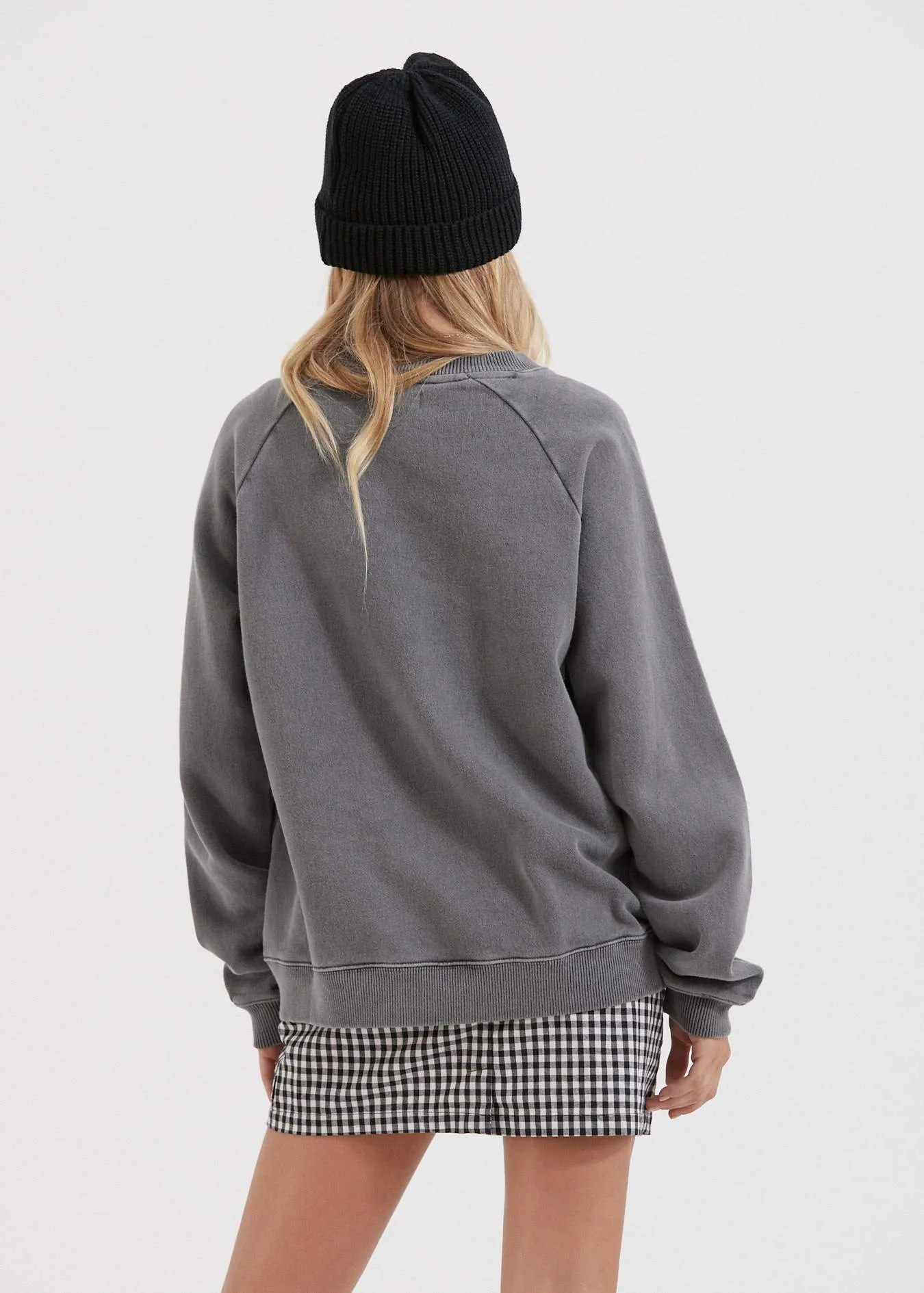 Afends Womens Stella - Slouchy Crew Neck - Stone Black