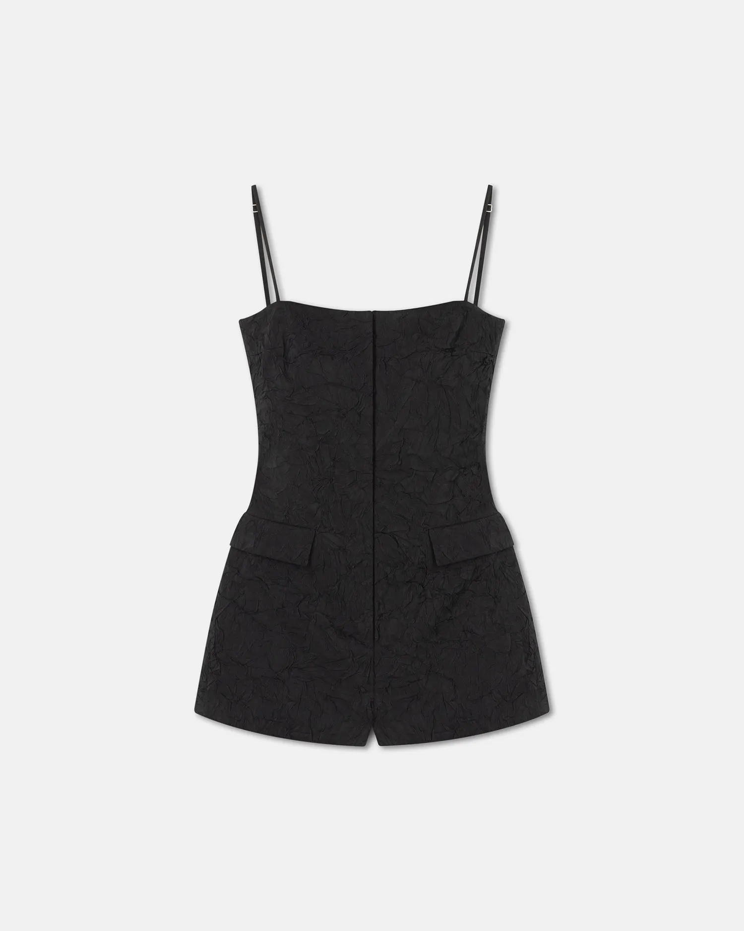 Akari - Sculpted Glass Poplin Romper - Black