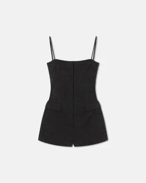 Akari - Sculpted Glass Poplin Romper - Black