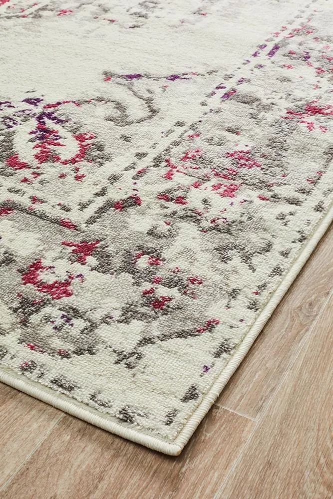 Alexa Transitional Rug White Pink Grey