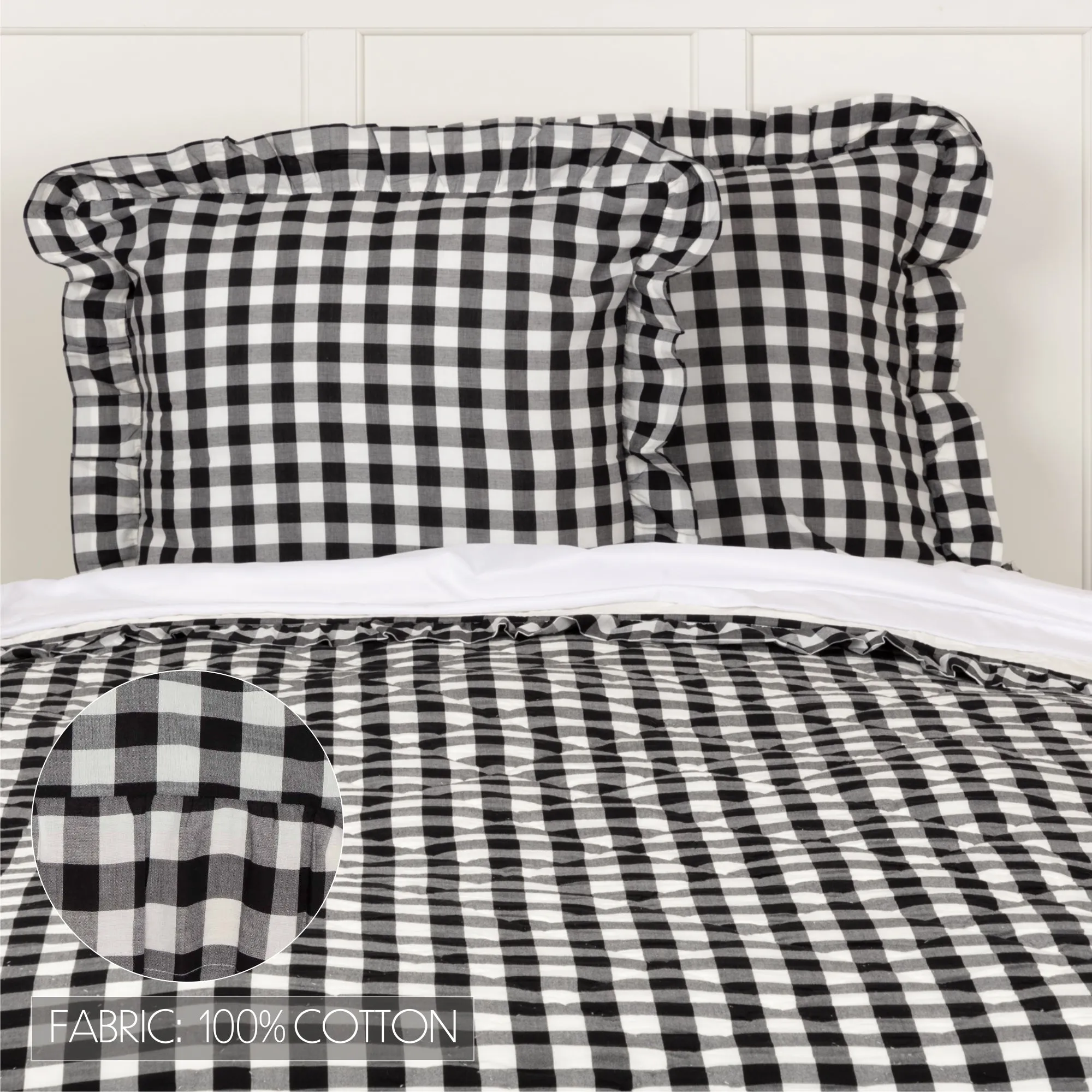 Annie Buffalo Black Check Fabric Euro Sham 26x26