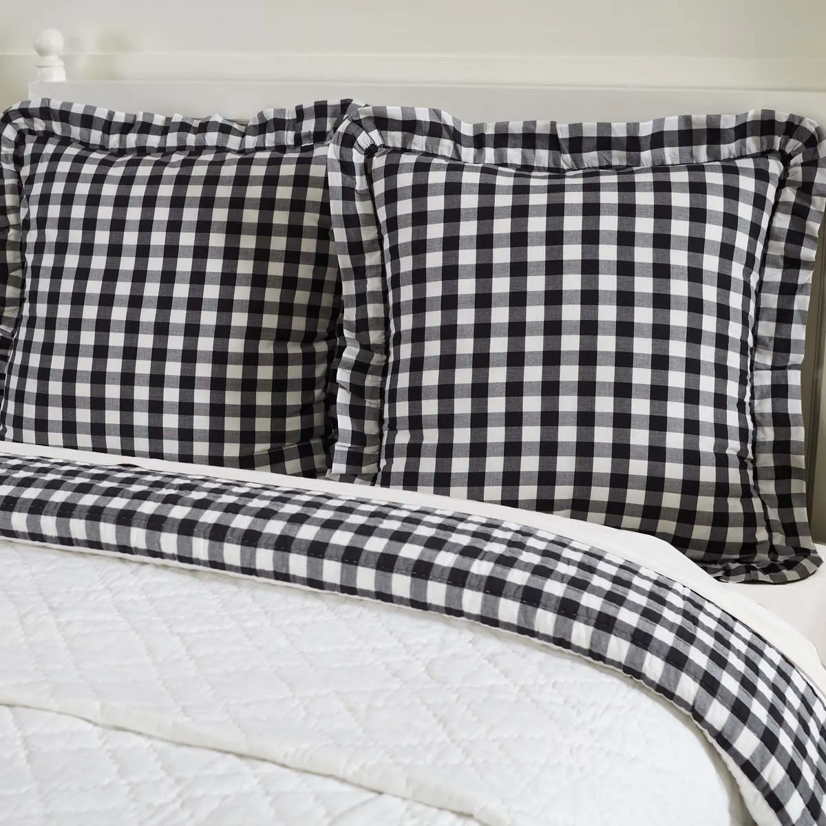 Annie Buffalo Black Check Fabric Euro Sham 26x26