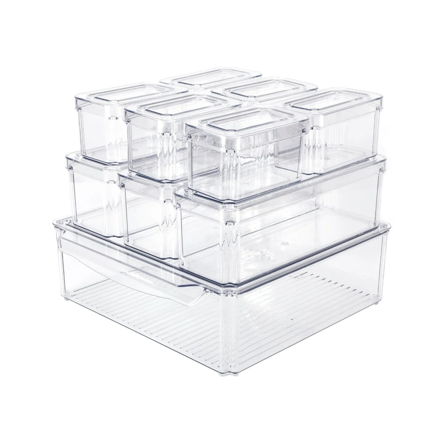 Anti-Slip Clear PET Stackable Fridge Bins Set - GOMINIMO