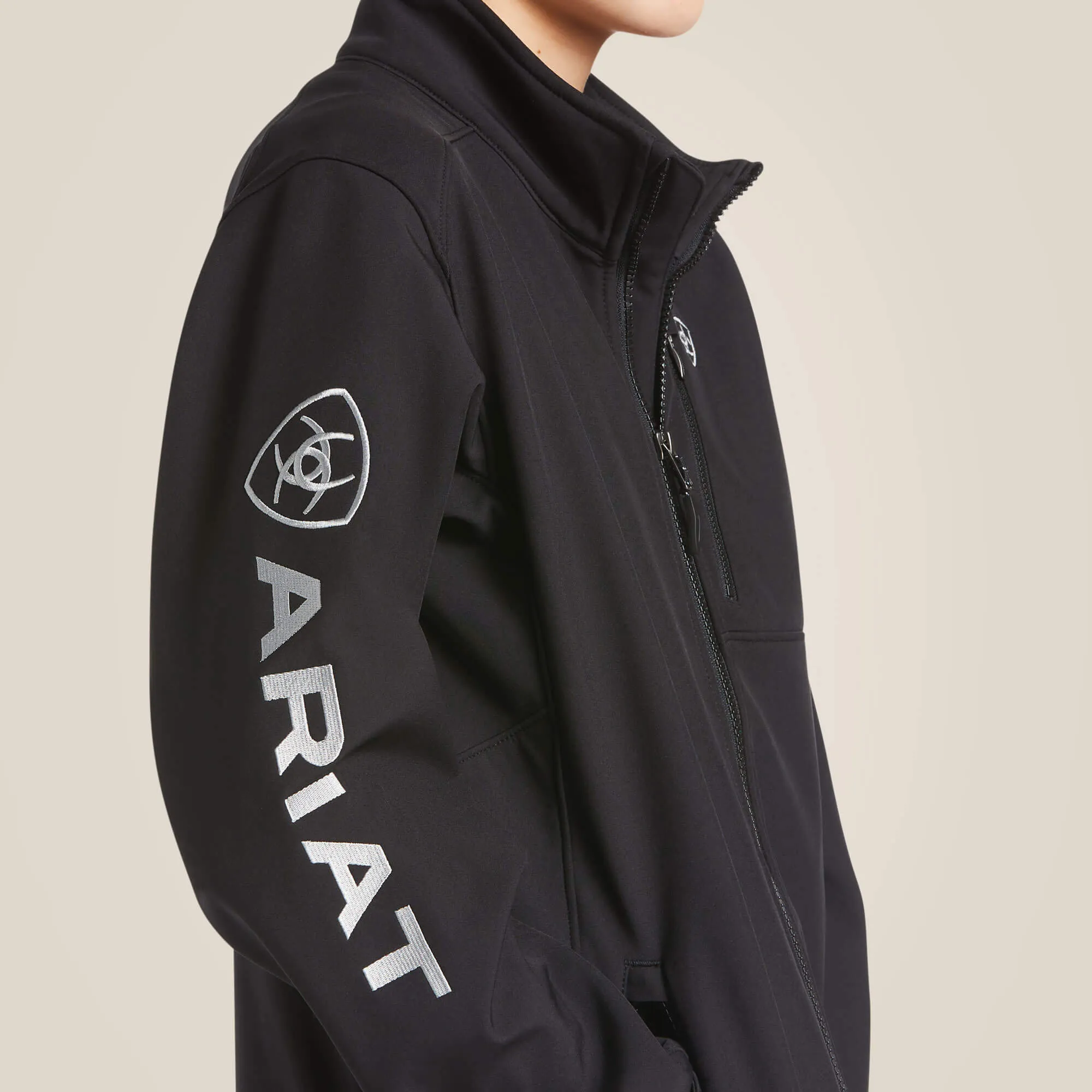 Ariat Kid's Black and Silver Logo 2.0 Softshell Jacket