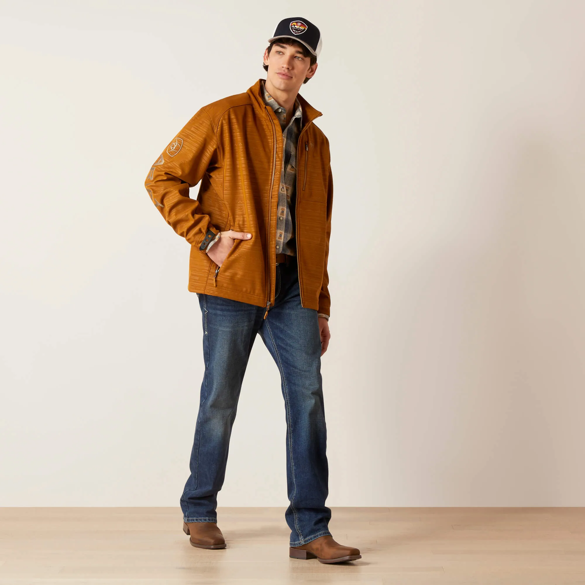 Ariat Men's Embossed Chestnut Logo 2.0 Softshell Jacket