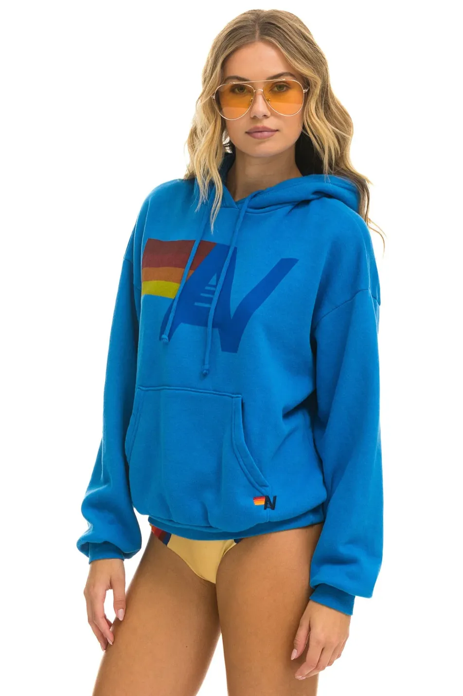 AVIATOR NATION UNISEX LOGO PULLOVER RELAXED HOODIE - OCEAN