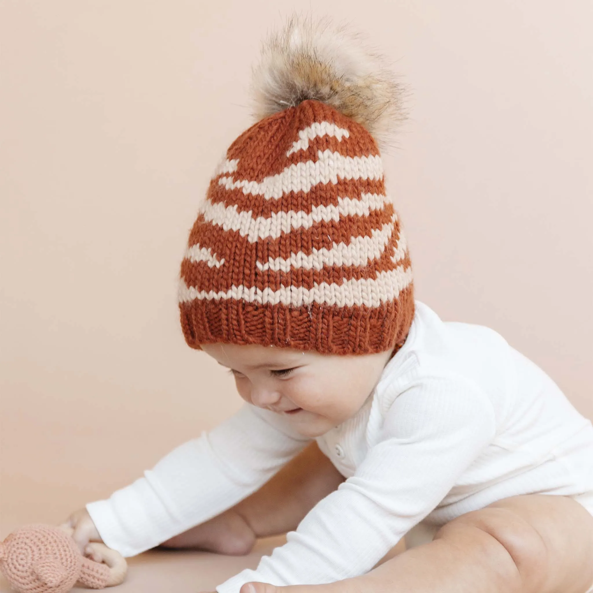 Baby Tiger Hat and Booties Set, Cinnamon/Latte