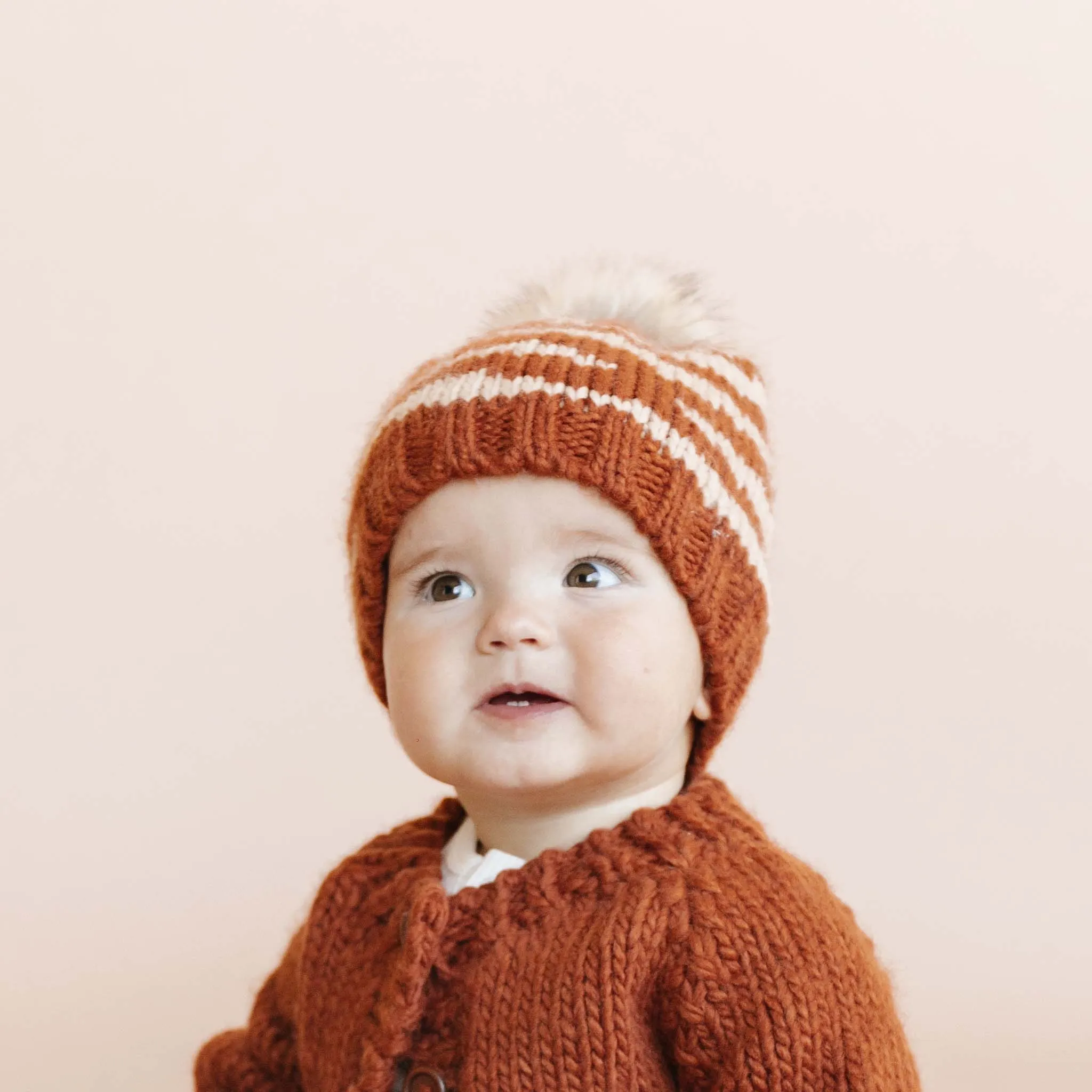 Baby Tiger Hat and Booties Set, Cinnamon/Latte