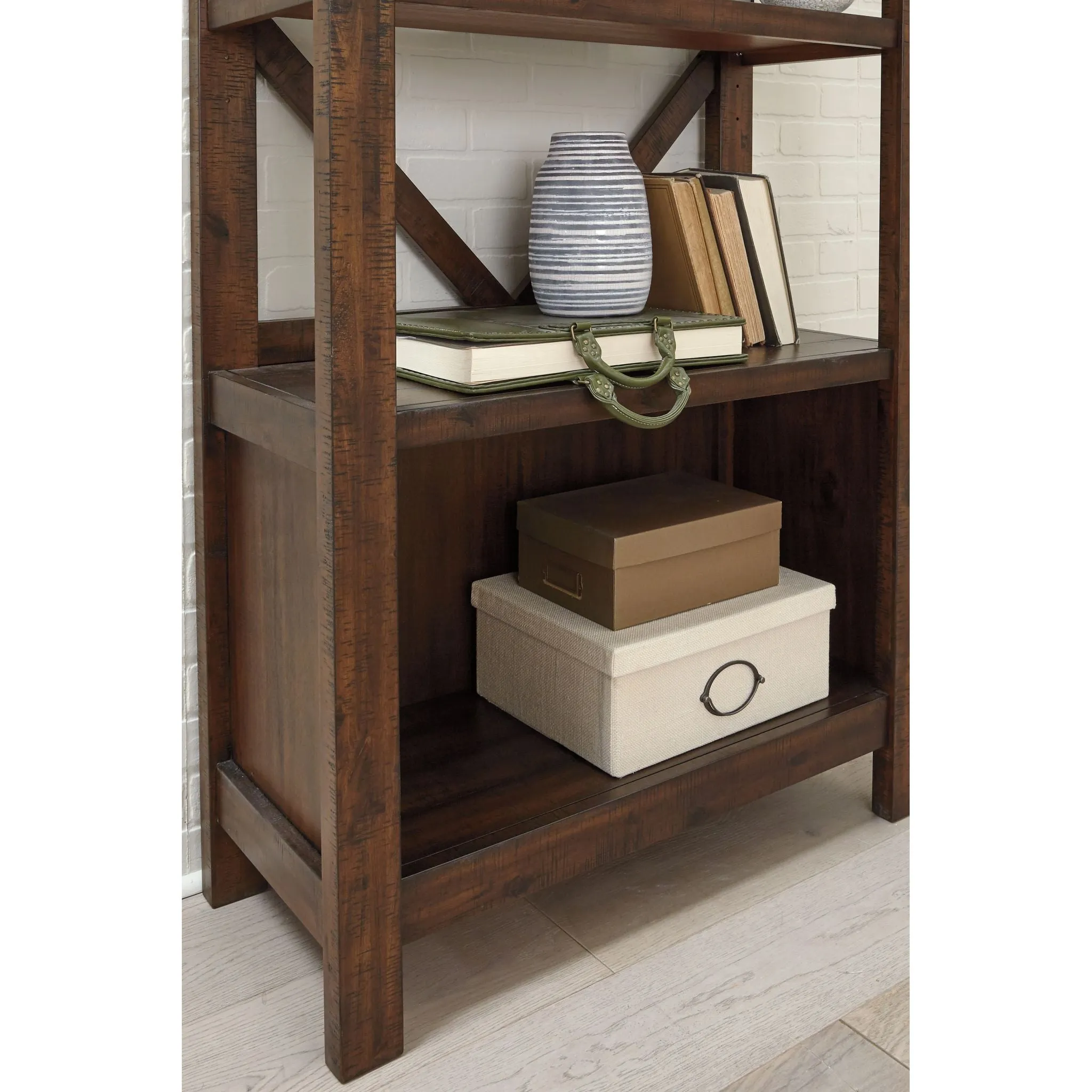 Baldridge Large Bookcase - Rustic Brown