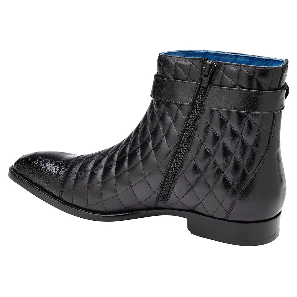 Belvedere Libero Black Ostrich Leg & Quilted Leather Boots