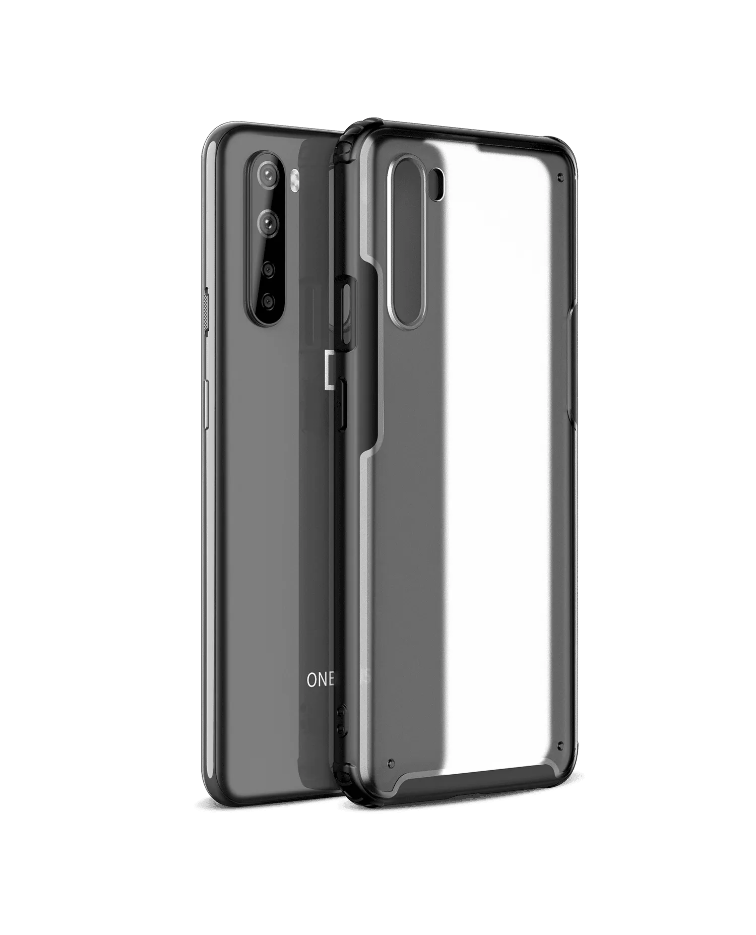 Black Frosted Clear Case Cover For OnePlus Nord