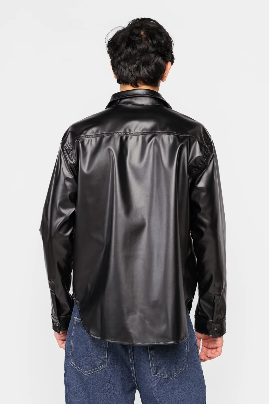 Black Leather Cowboy Men's Shirt