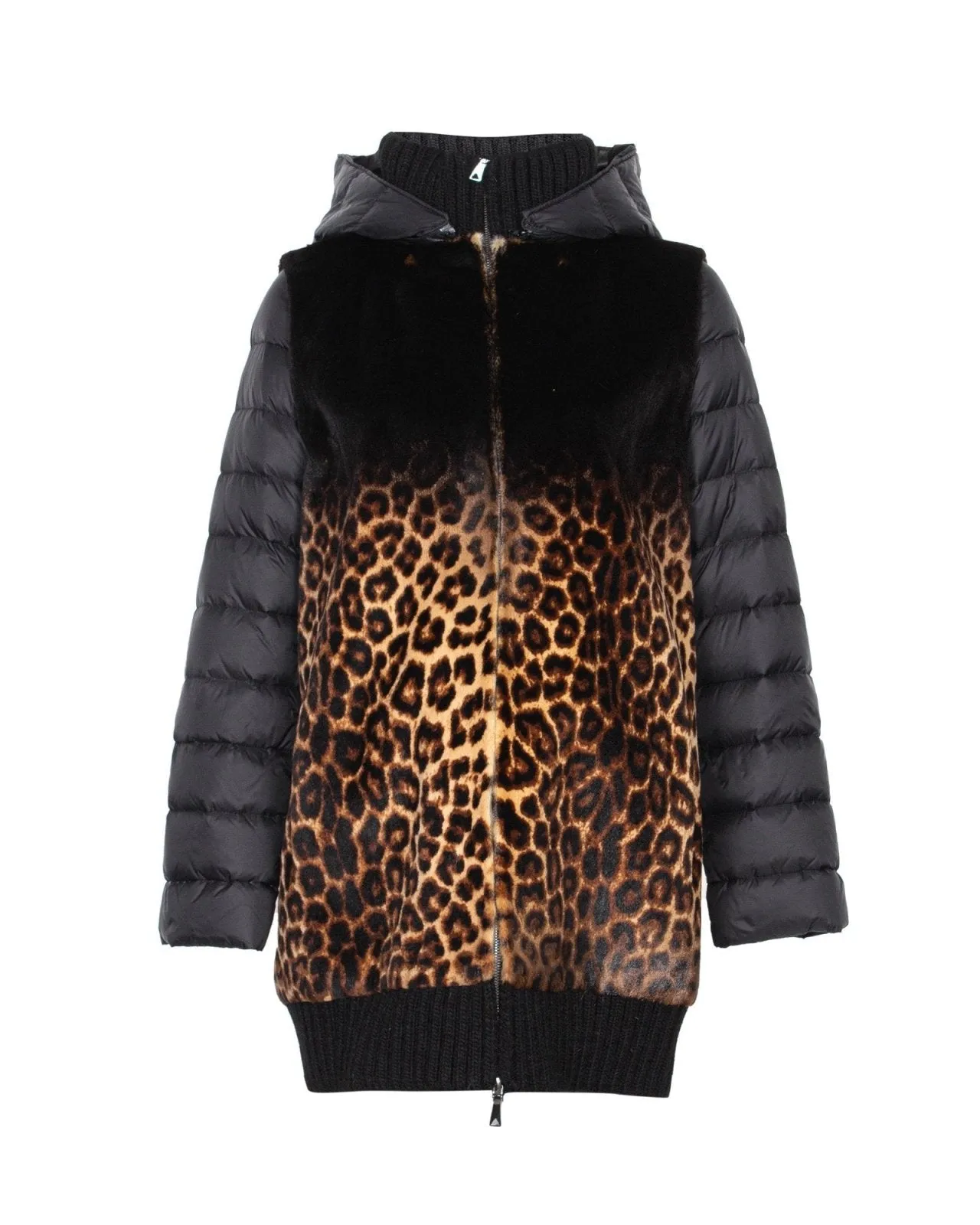 Black Leopard Pattern Fur Coat