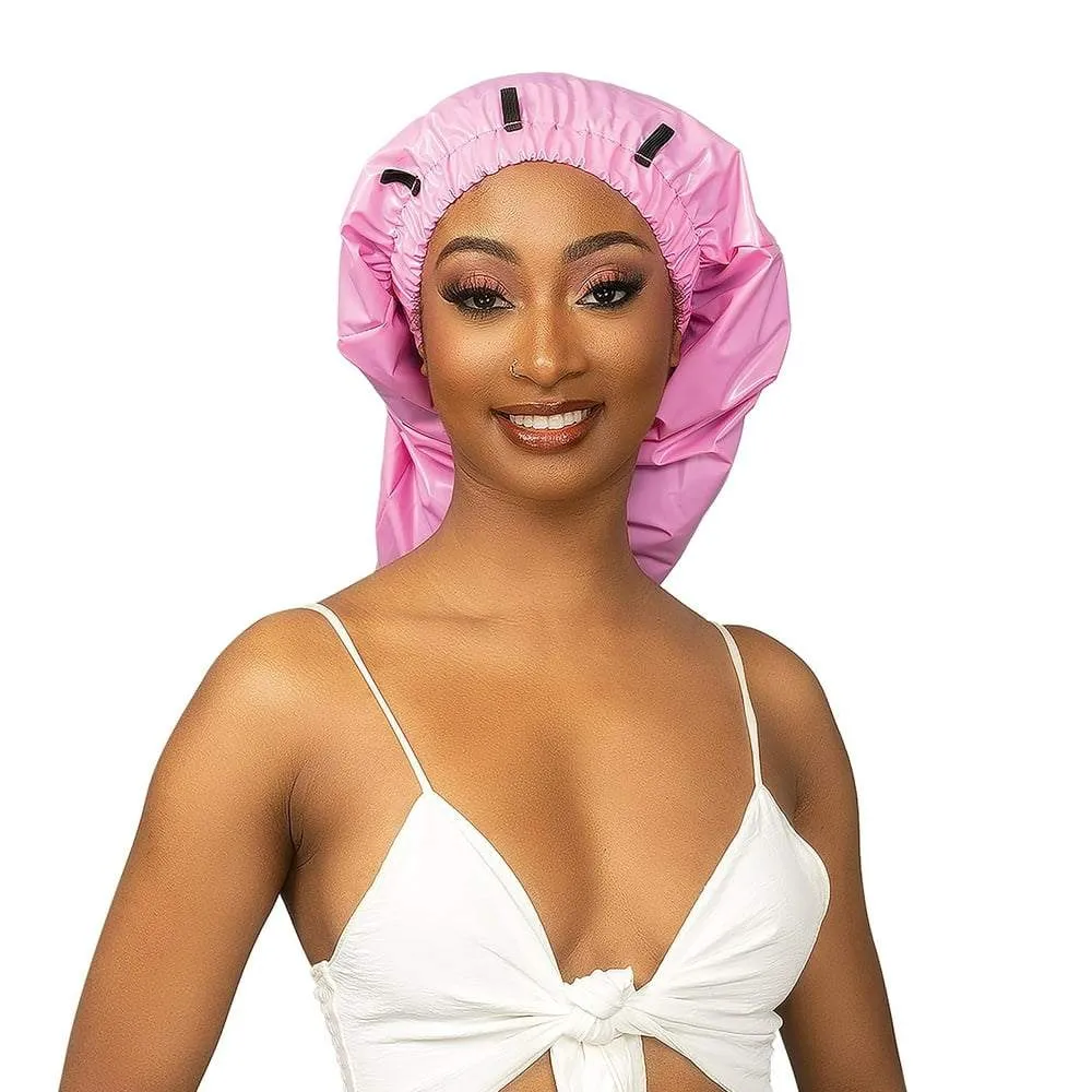 Black Shower Cap Waterproof for Females Long Hair