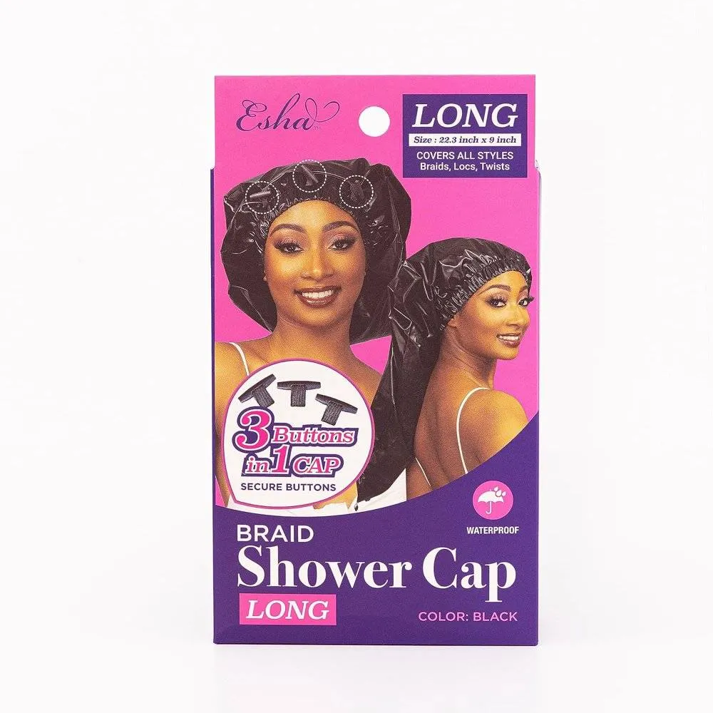 Black Shower Cap Waterproof for Females Long Hair