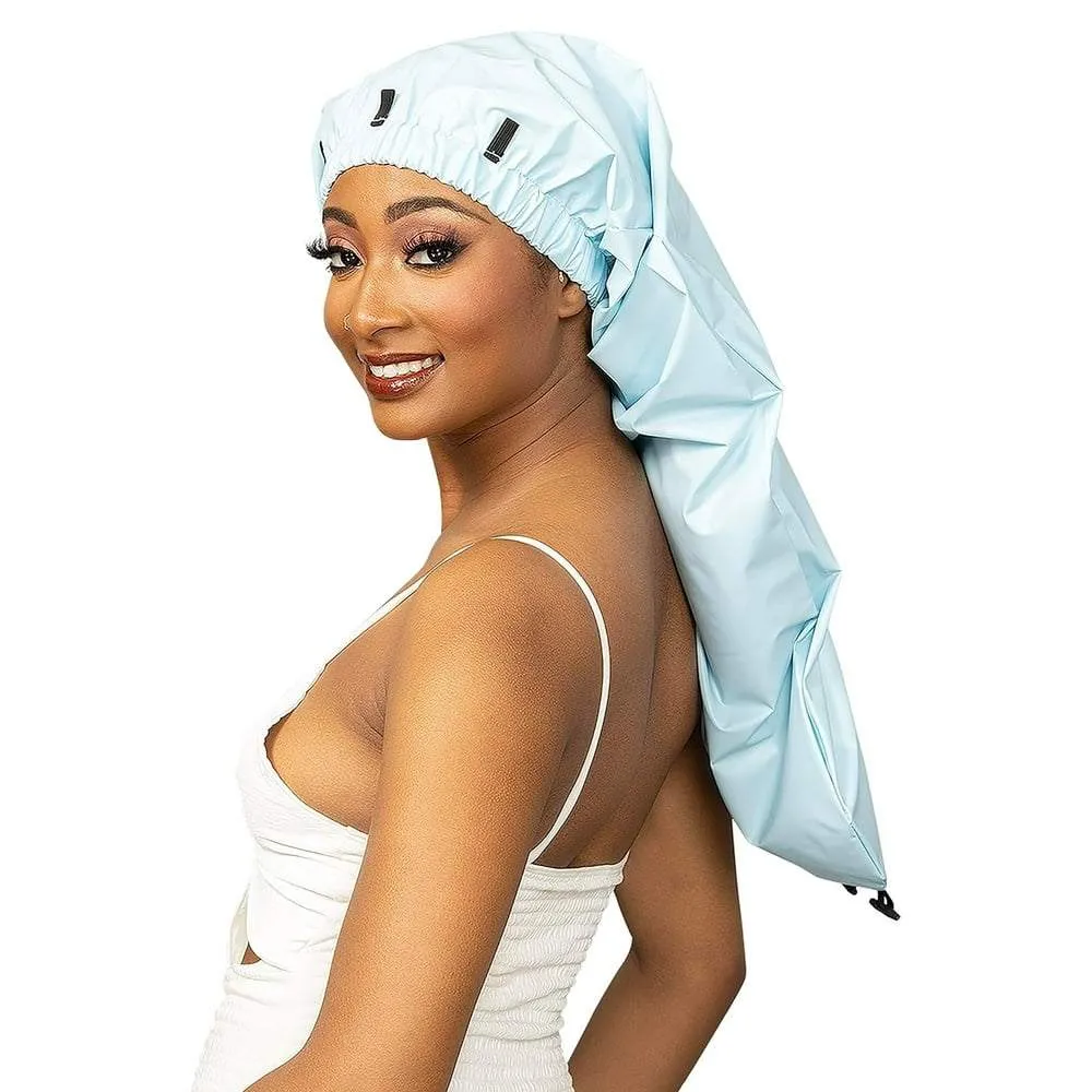 Black Shower Cap Waterproof for Females Long Hair