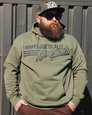 Black Unapologetically American Pullover Hoodie - O.D. Green