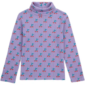 Bobo Choses Lavender Cherry All Over Turtle Neck LS T-Shirt