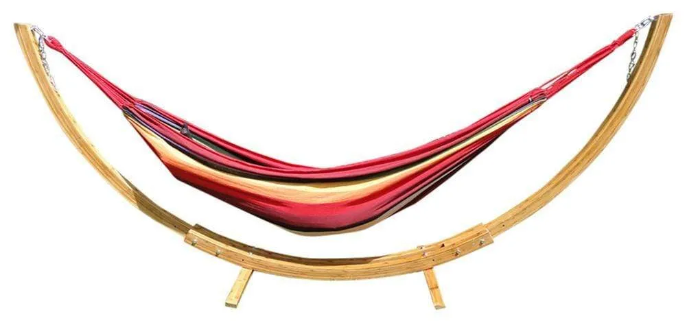 Brazilian Style Double Hammock with Bamboo Stand