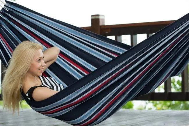 Brazilian Style Double Hammock with Bamboo Stand