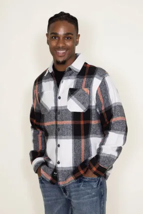 Brooklyn Cloth Heavy Flannel Shacket for Men in Black Cream | BKMD723F-BKE