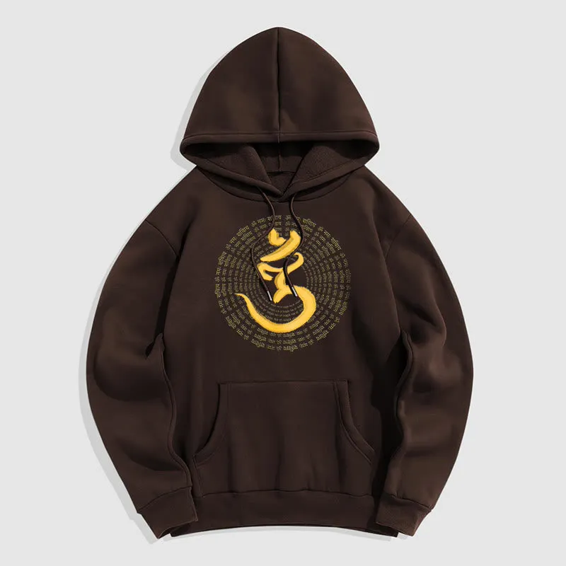 Buddha Stones 108 OM NAMAH SHIVAYA Mantra Sanskrit Fleece Lined Polyester Hoodie