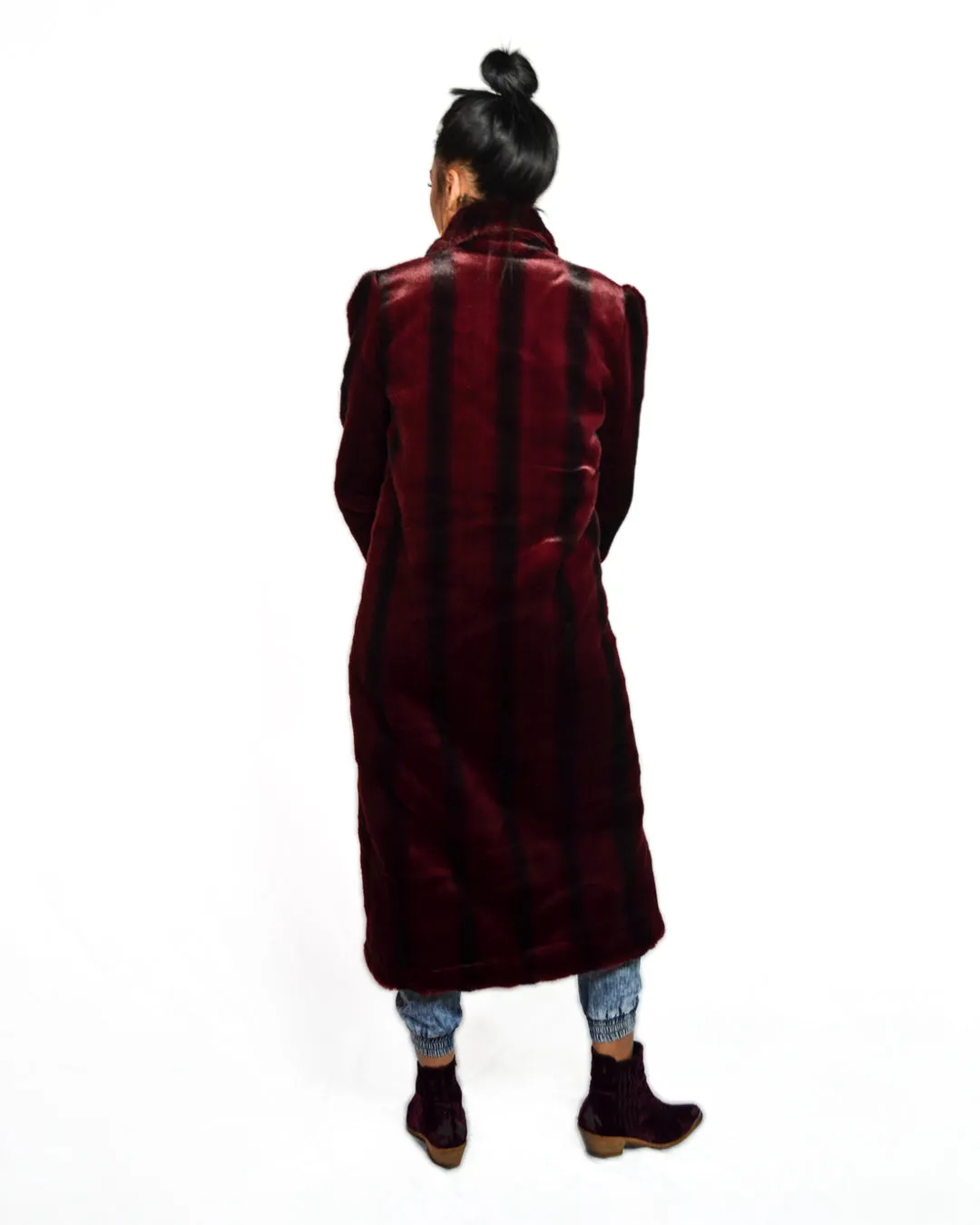 Burgundy Faux Fur Coat