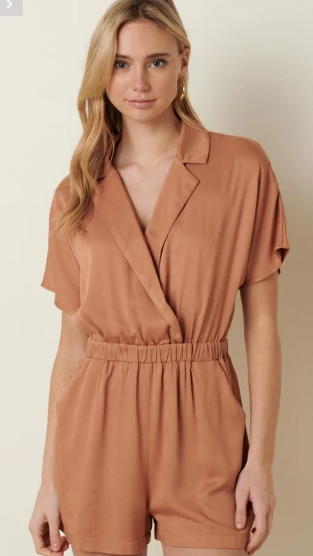 Camel Surplice Front Romper | FINAL SALE