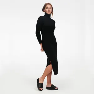 Cashmere Turtleneck Dress with Slits