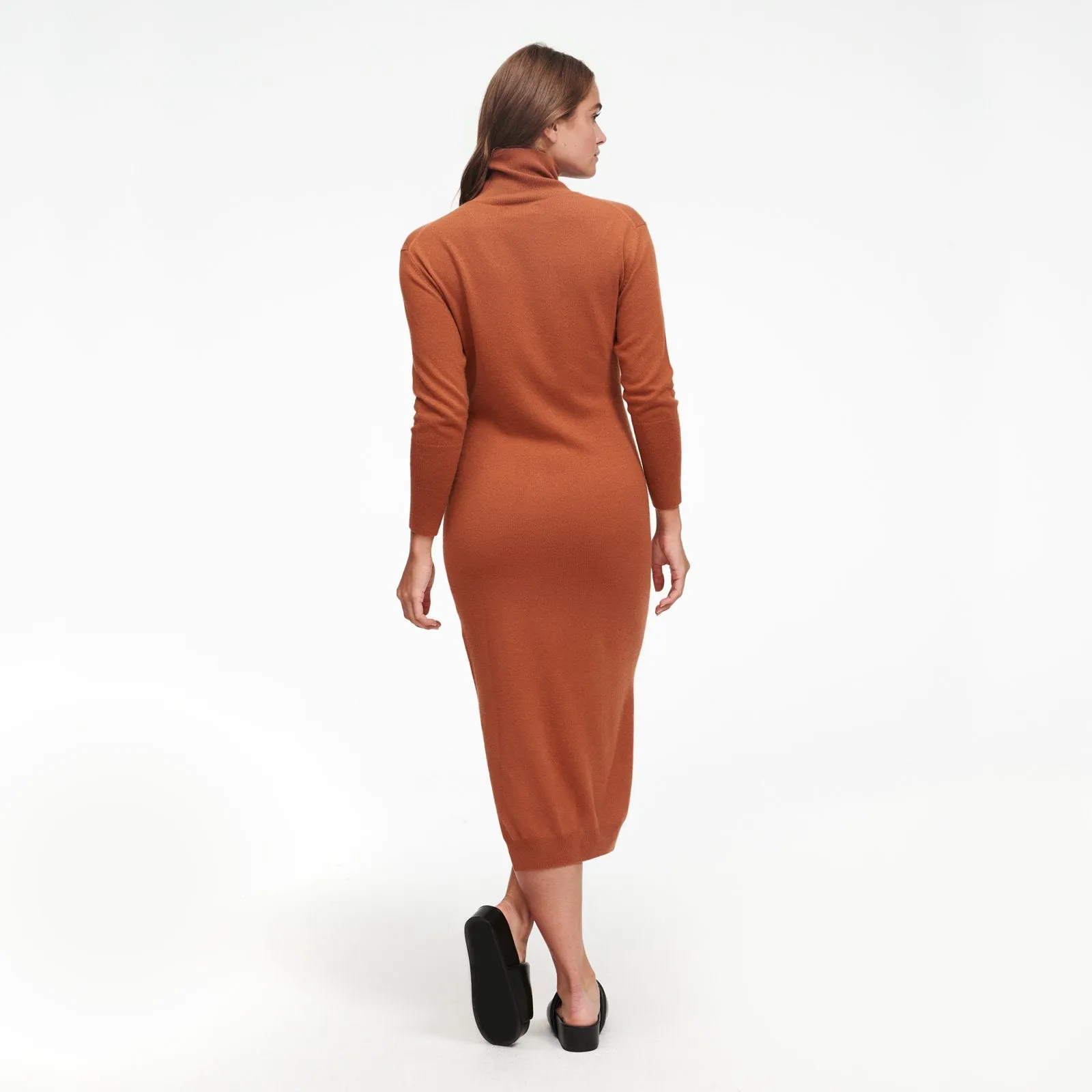 Cashmere Turtleneck Dress with Slits