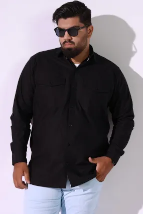 Casual Black Poplin Shirt (Plus Size) - P22 - MS0011P