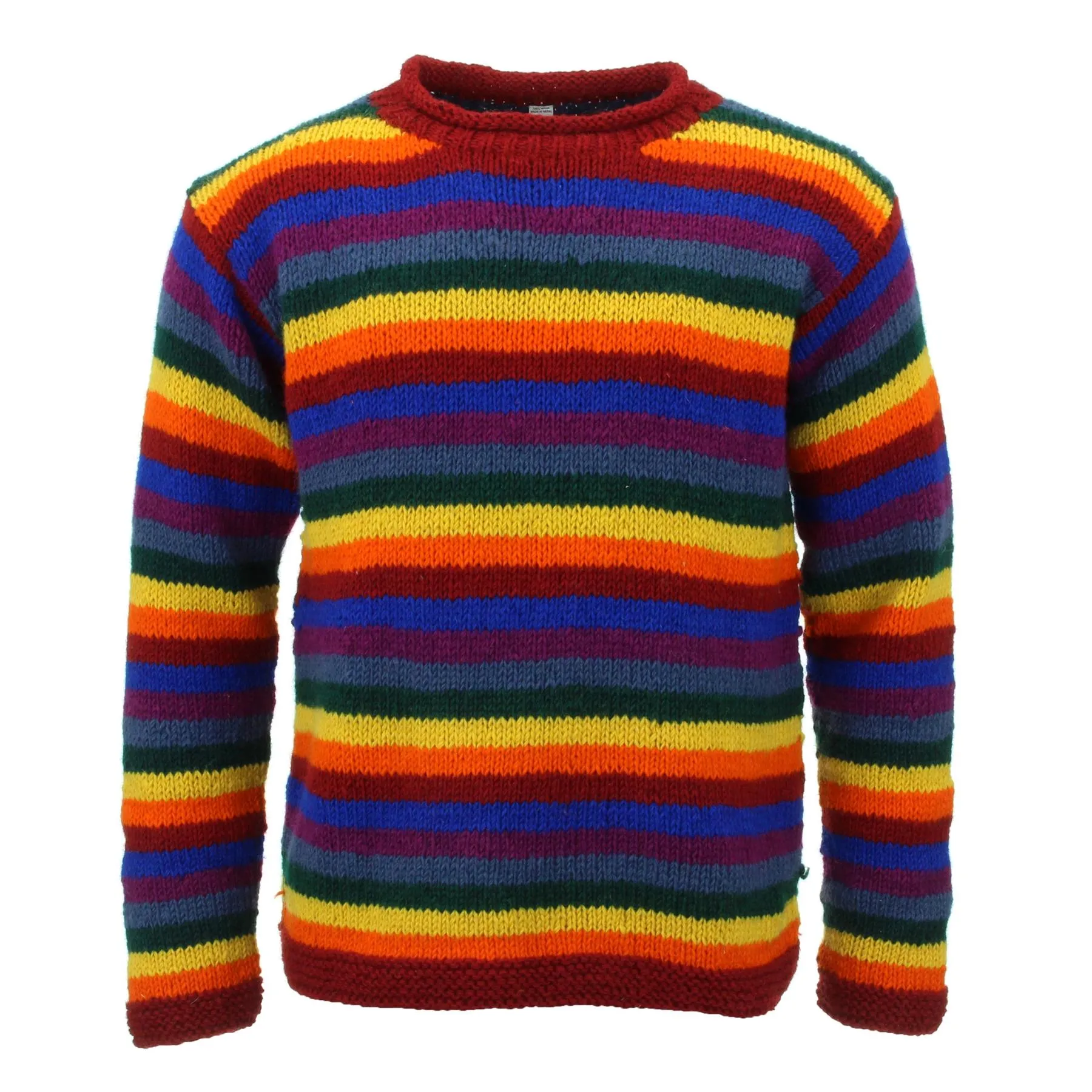 Chunky Wool Knit Jumper - Stripe Rainbow