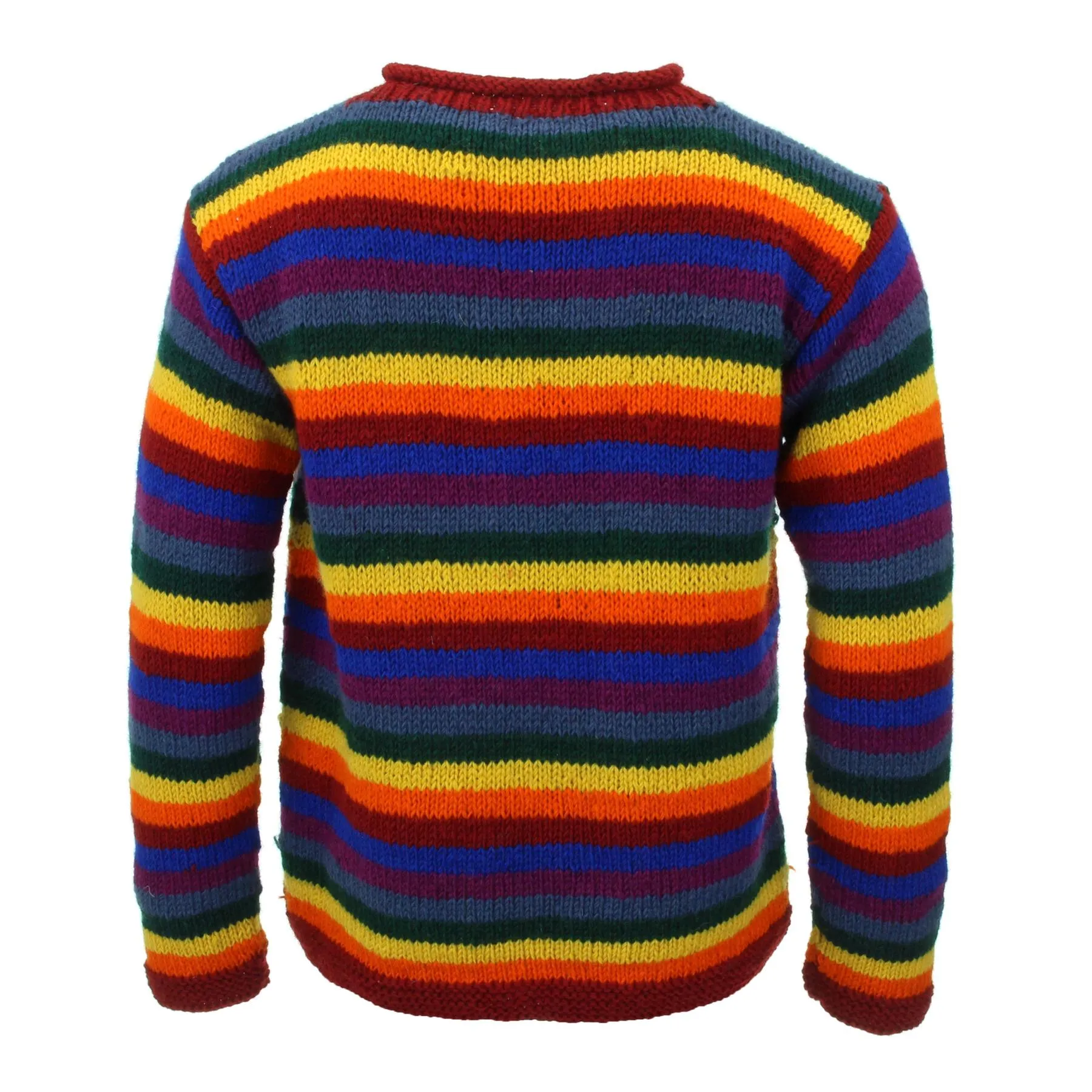 Chunky Wool Knit Jumper - Stripe Rainbow