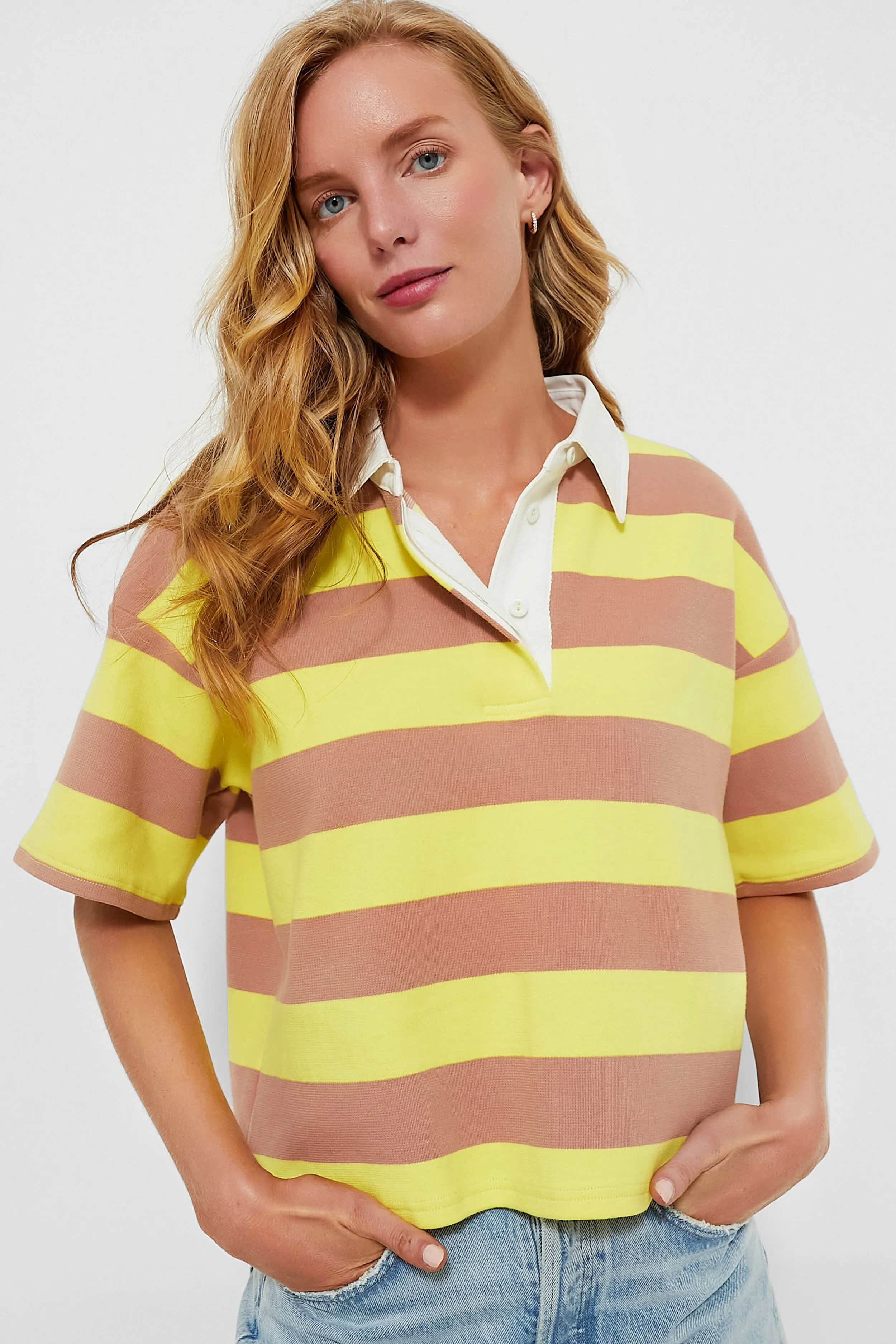 Citron Stripe Cotton Wesley Rugby Shirt