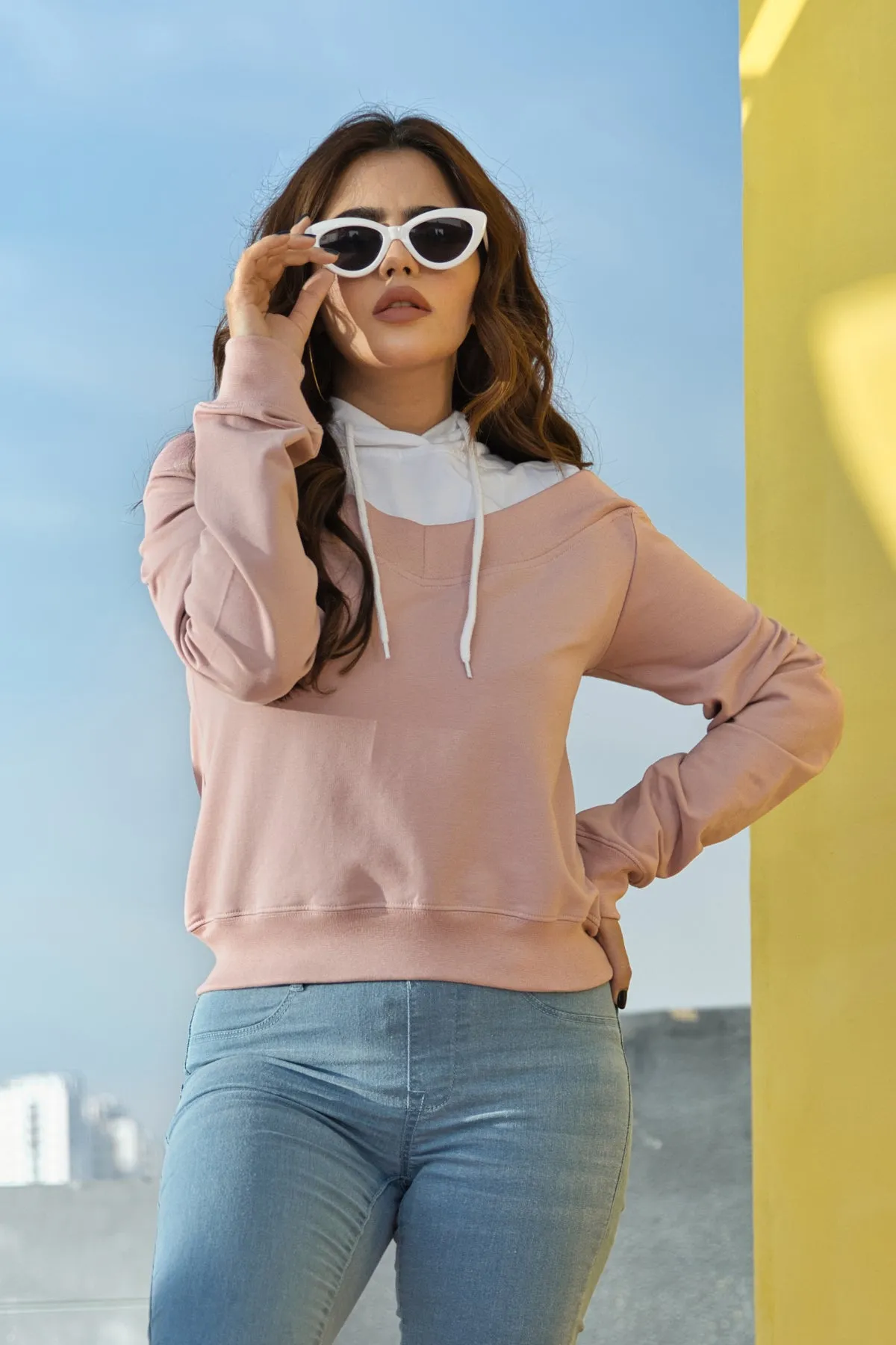 Cold Shoulder Pink Hoodie - W21 - WH00004