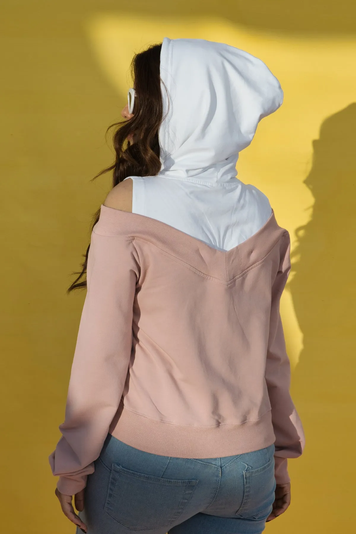 Cold Shoulder Pink Hoodie - W21 - WH00004