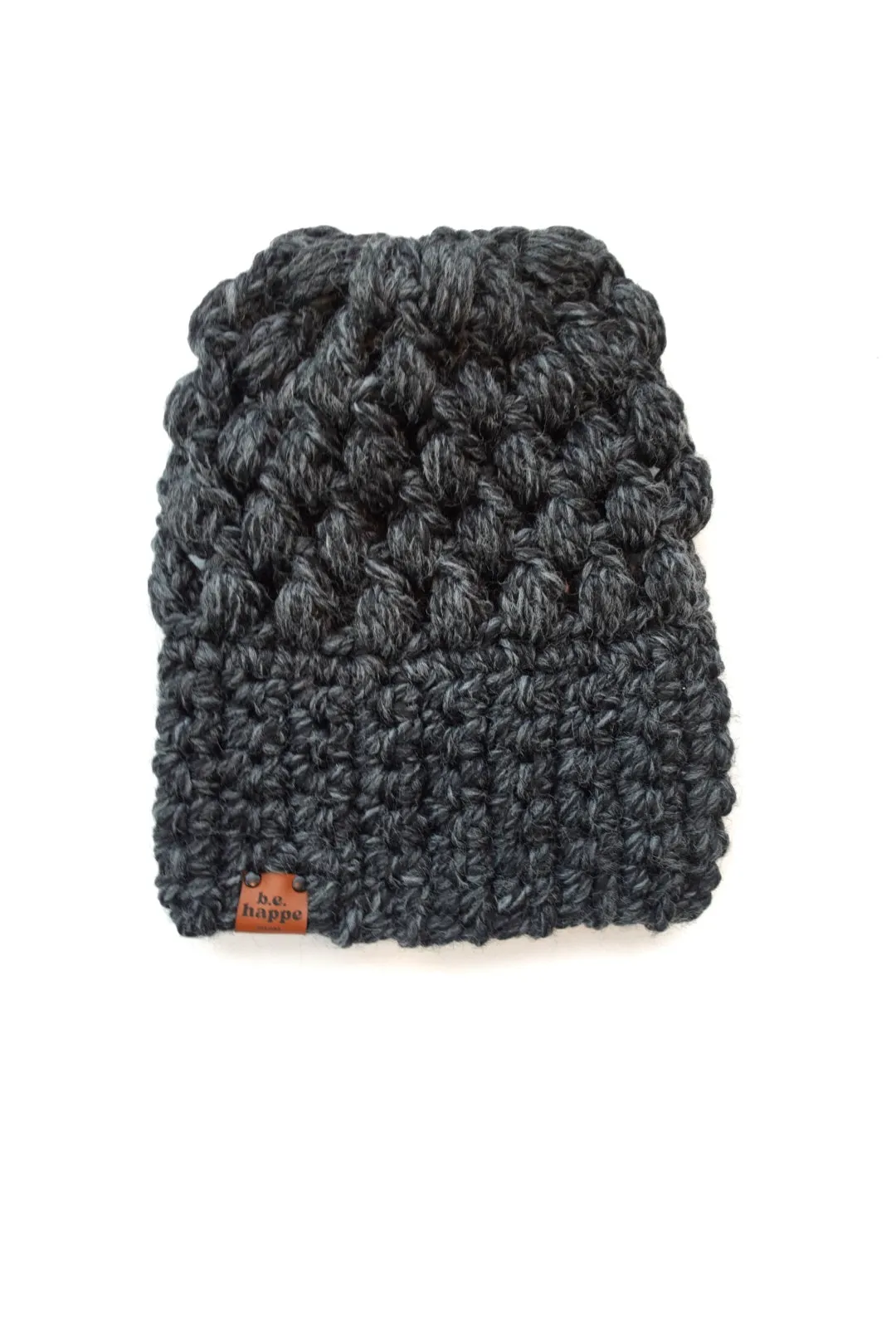 Crochet Puff Stitch Slouch Hat | Charcoal Gray