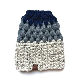 Crochet Puff Stitch Slouch Hat | Oatmeal   Grey   Navy