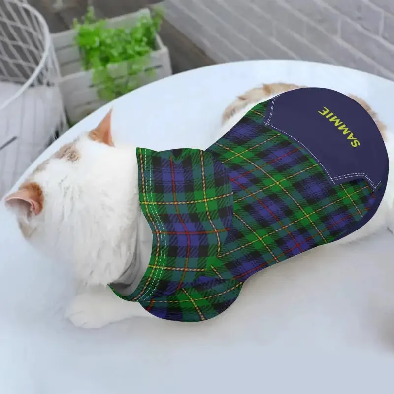 Custom Blue Plaid Dog Hoodie with Pockets for Stylish Pets